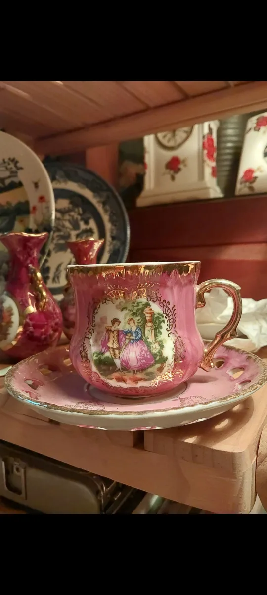 일본 엔틱명화잔💕카네젠 커피잔  1조💕금장상태좋은 중고☘️🍀🤗