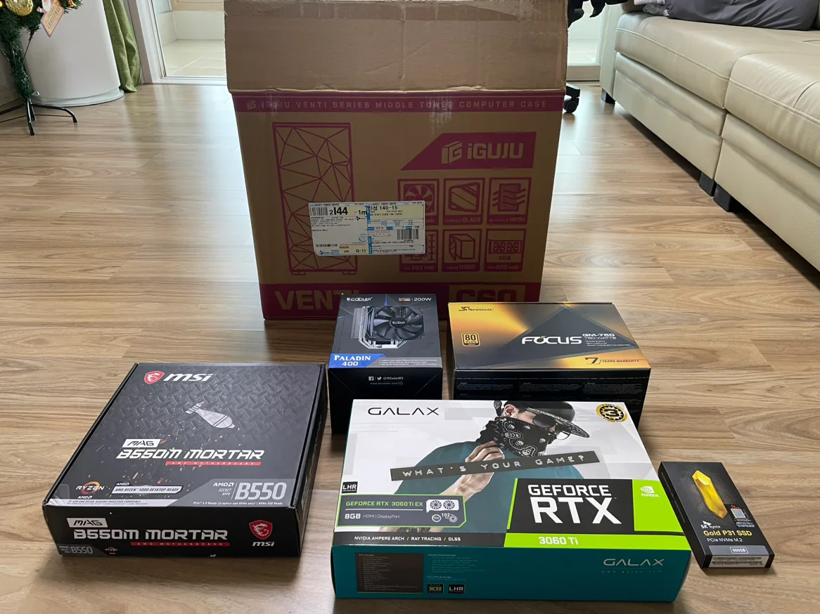 AMD5600X, 3060ti 중고 본체(제품 박스 포함)팝니다