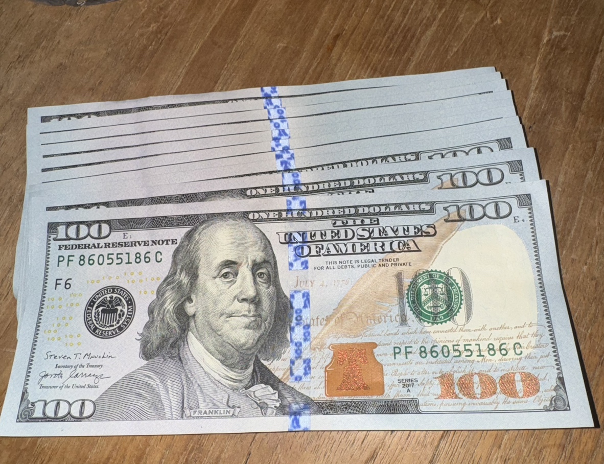 100달러 10장 연번 신권(총 1000달러)