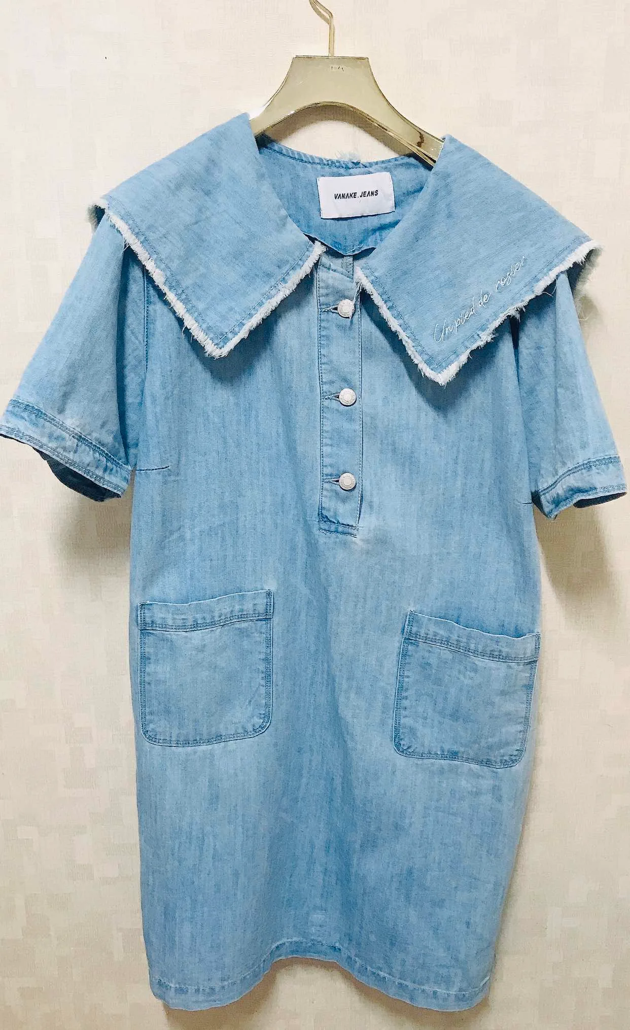 (중고)디자인이 러블리한 빅카라 데님ops&여름신상&귀여움!