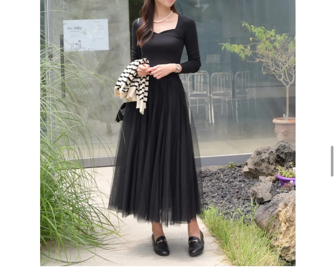 미디 샤스커트 블랙