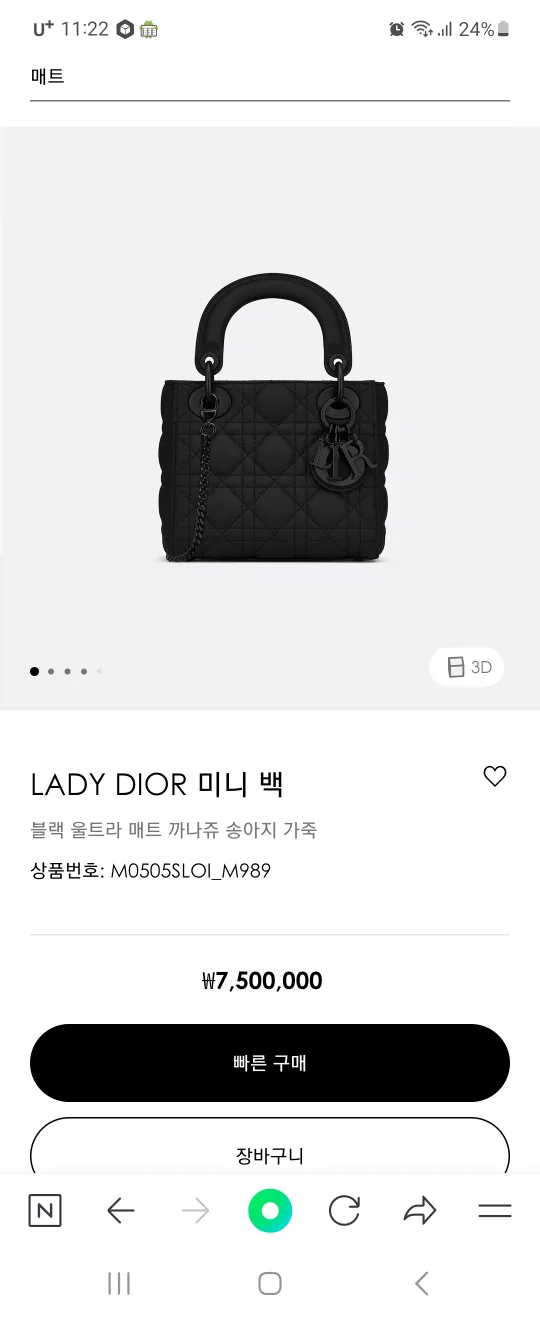 디올 레이디백 울트라매트