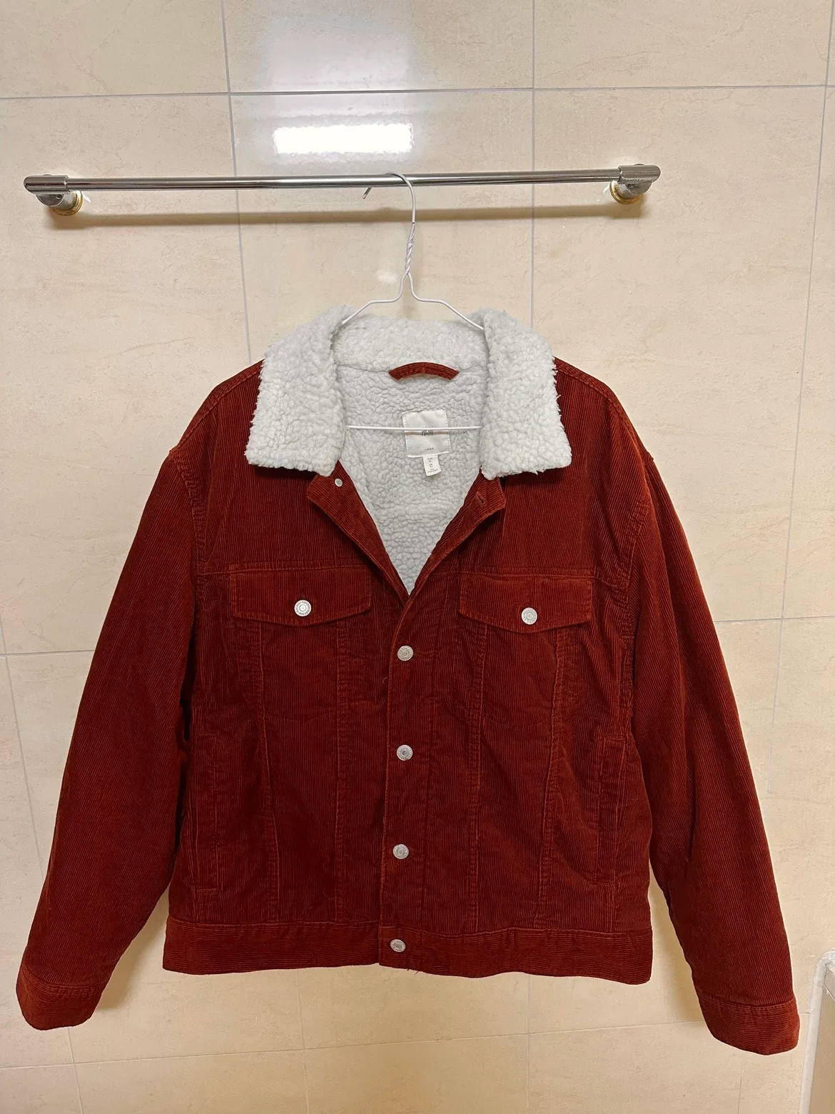 H&M 코듀로이 골덴 털 자켓