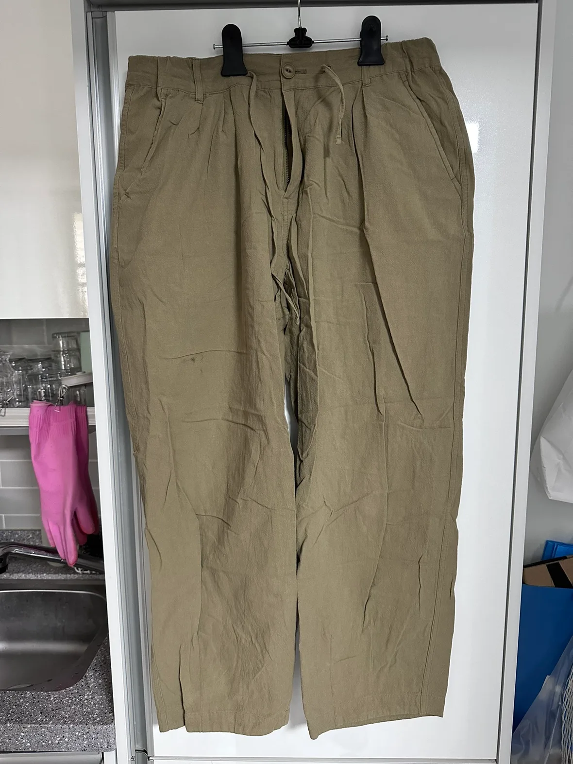 빅유니온 린넨 긴바지 카키 (무신사)