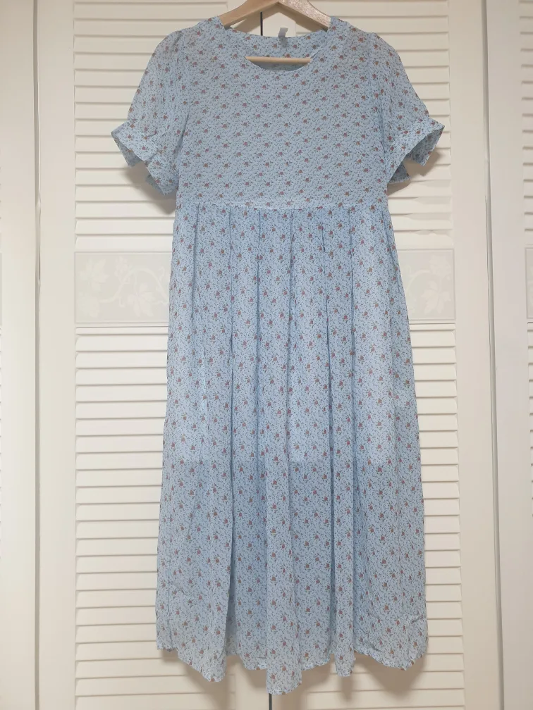 반팔 쉬폰 플라워 롱원피스(S)