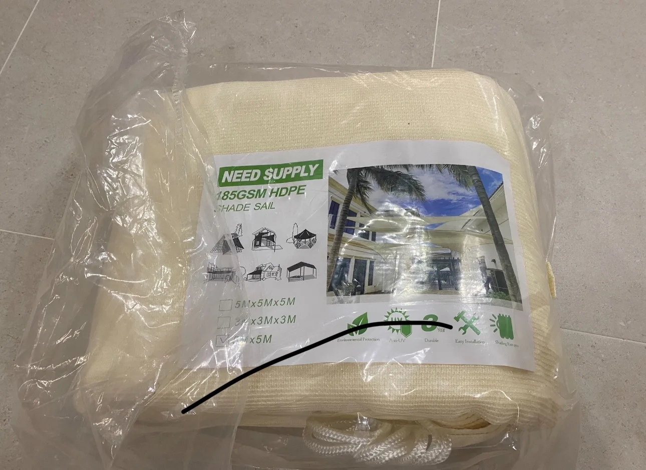 썬쉐이드 크림색(한 번 설치만 해본 중고)