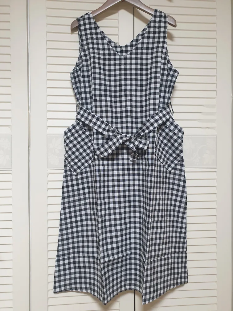 체크나시 주머니 원피스(프리)