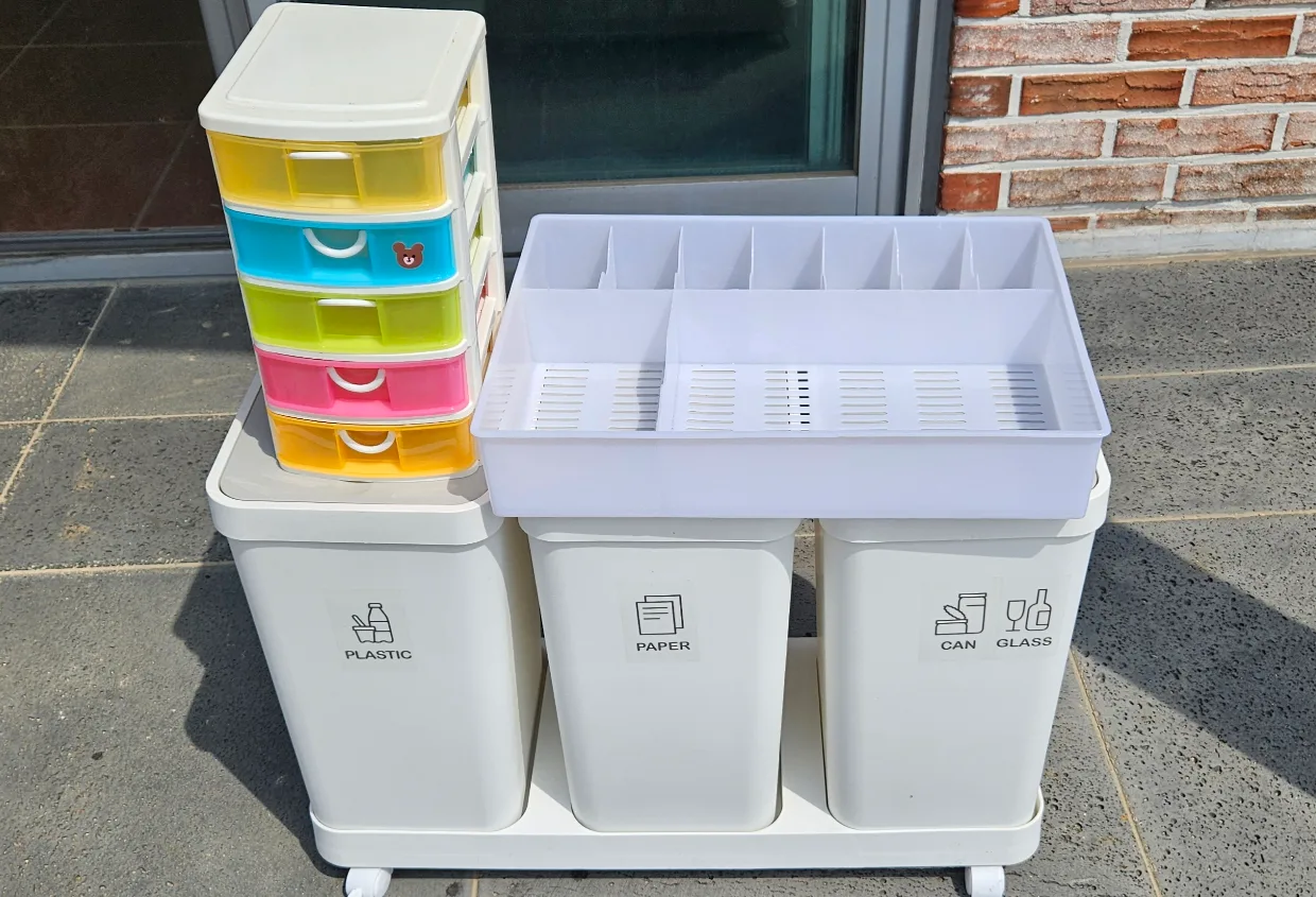 이동식 3단 분리수거통