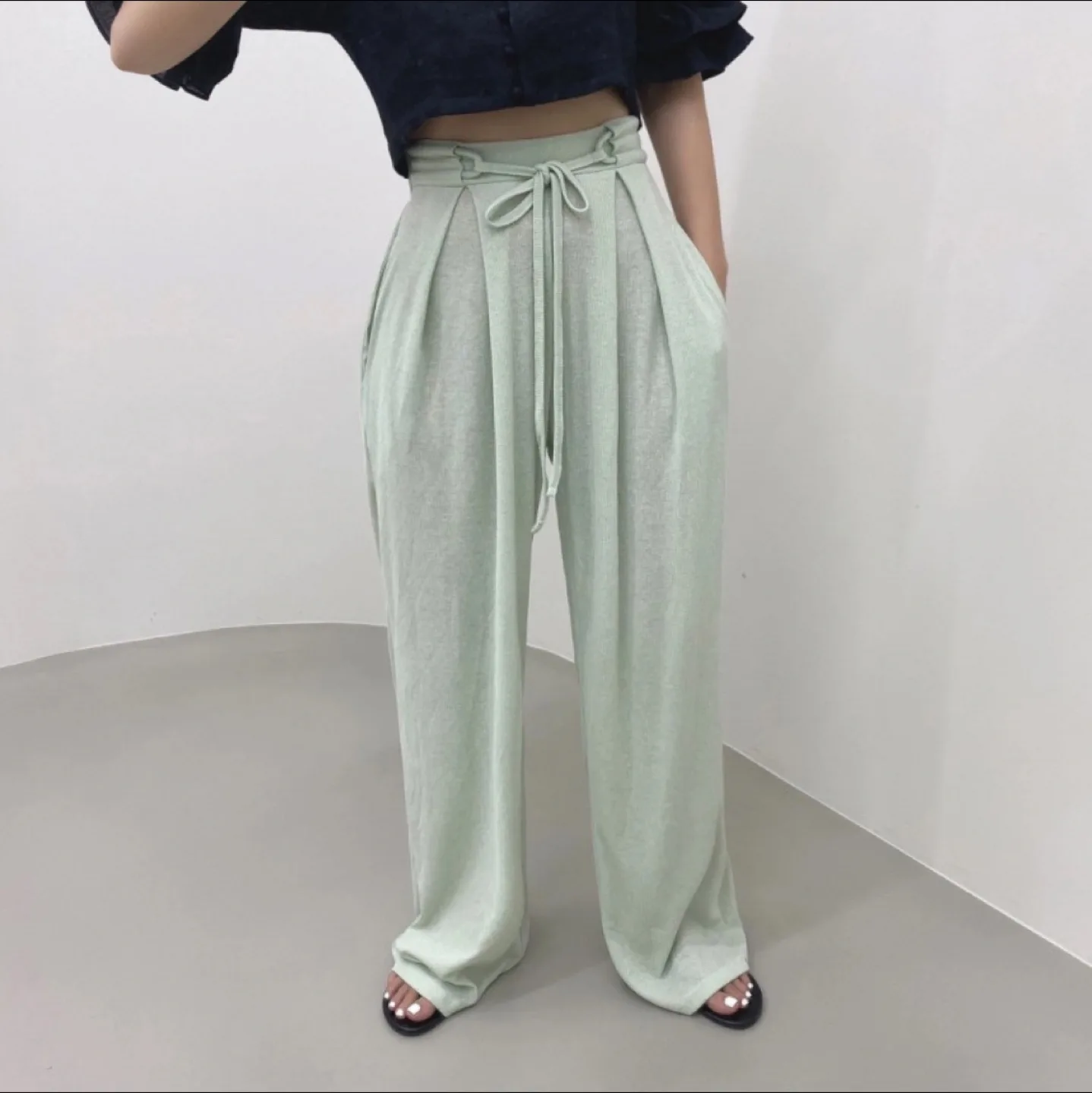 놉 nob 로프 린넨 팬츠 (민트, F) 새상품