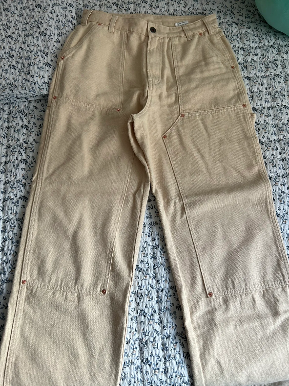 맥우드건 더블니 카펜터 와이드팬츠 크림컬러