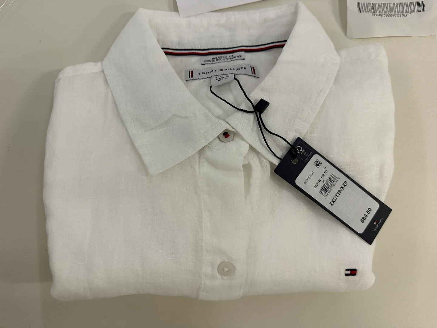 타미힐피거 여성 긴팔 린넨 셔츠 24SS 화이트 릴렉스핏